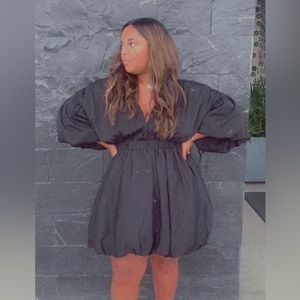 Black Boohoo Balloon Dress